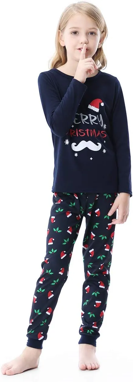 VENTELAN Family Matching Christmas Pajamas Set Holiday Santa Claus Sleepwear Xmas PJS Set for Couples and Kids
