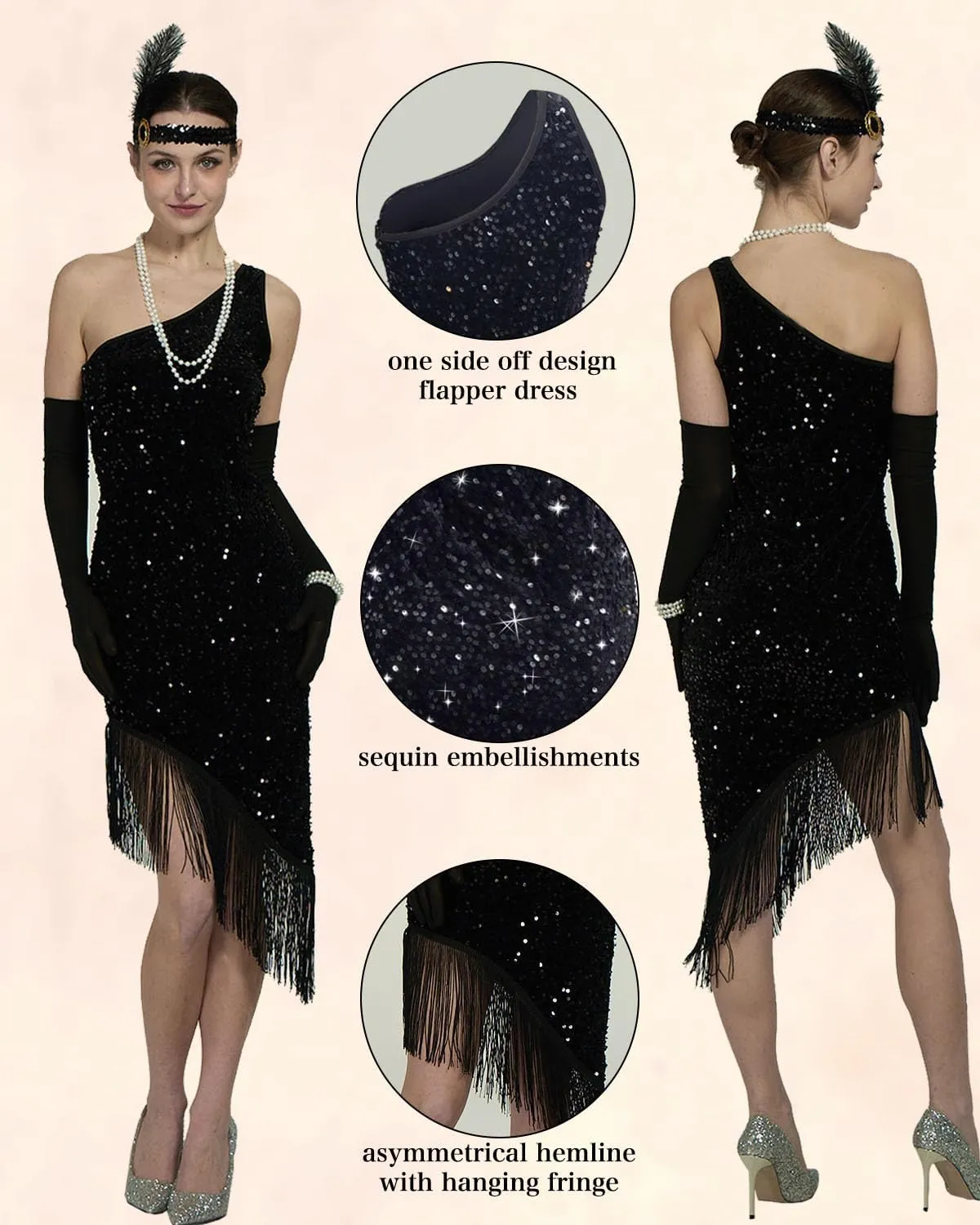 Verceco Flapper Dresses 1920s Fringed Slimming Dresses for Women Roaring 20s Dresses with Flapper Shawl Wrap 20s Costumes