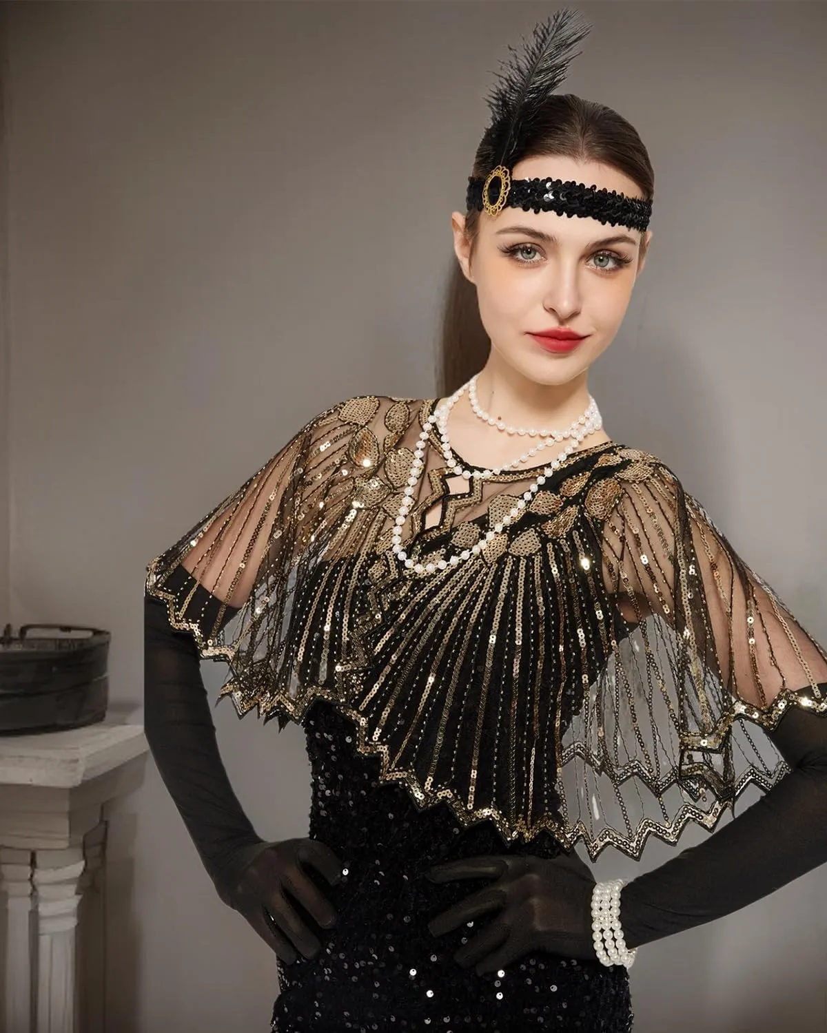Verceco Flapper Dresses 1920s Fringed Slimming Dresses for Women Roaring 20s Dresses with Flapper Shawl Wrap 20s Costumes