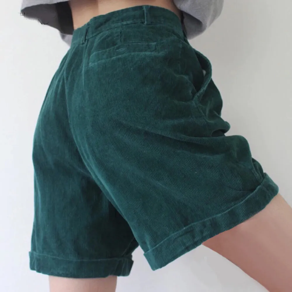 Vintage Casual Corduroy Shorts Pants