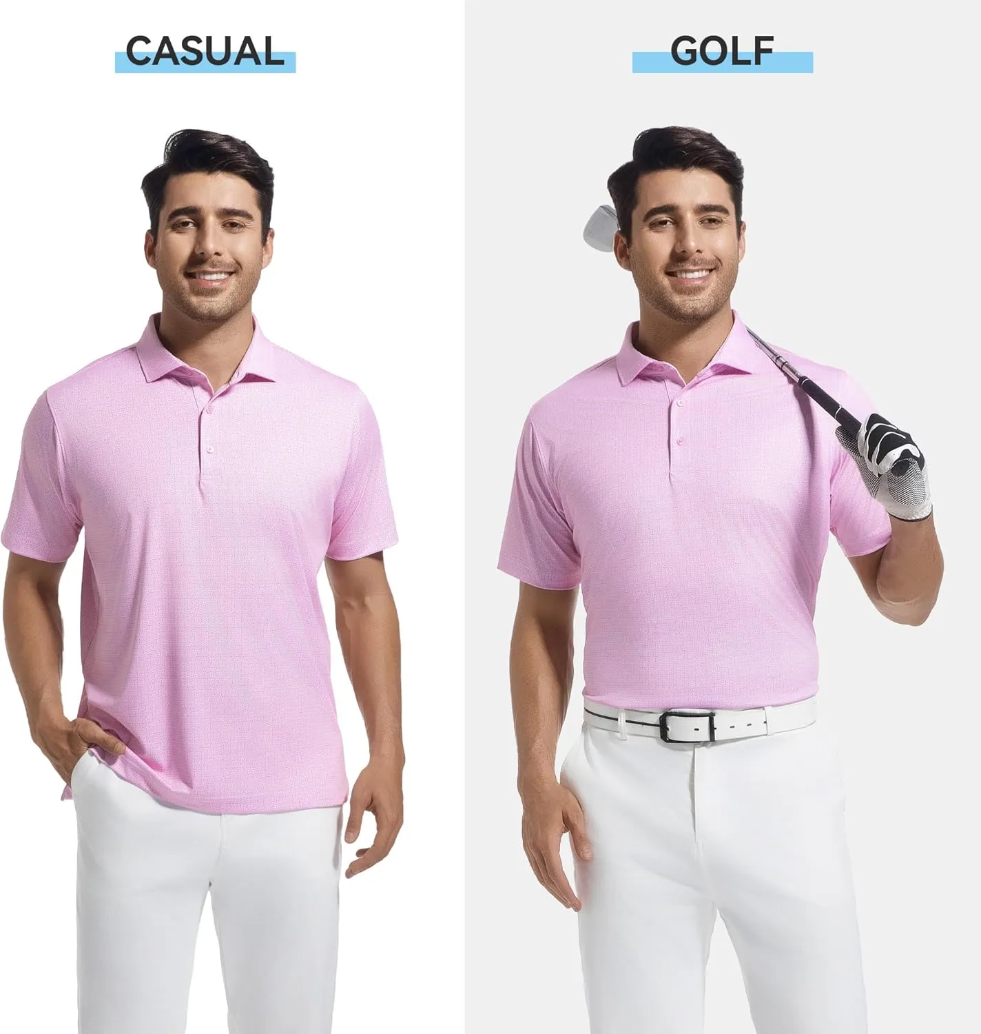 WARHORSEE Mens Golf Shirt Short Sleeve Super Stretch Printed Golf Polo Moisture Wicking Dry Fit Polo Shirts for Men