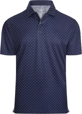 WARHORSEE Mens Golf Shirt Short Sleeve Super Stretch Printed Golf Polo Moisture Wicking Dry Fit Polo Shirts for Men