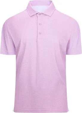 WARHORSEE Mens Golf Shirt Short Sleeve Super Stretch Printed Golf Polo Moisture Wicking Dry Fit Polo Shirts for Men