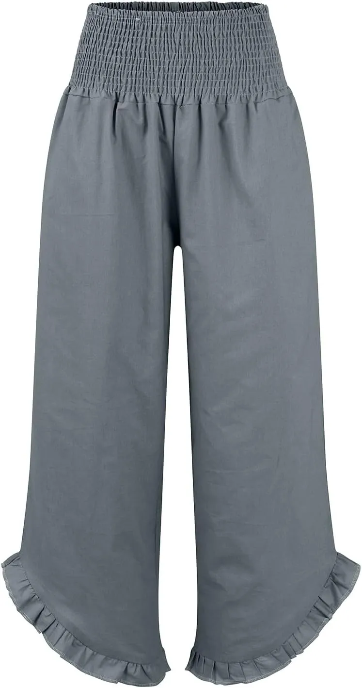 Wide Leg Pants Woman Flowy 2025 Summer Palazzo Trousers Dressy Cotton Linen Boho Long Pant Lounge with Pockets