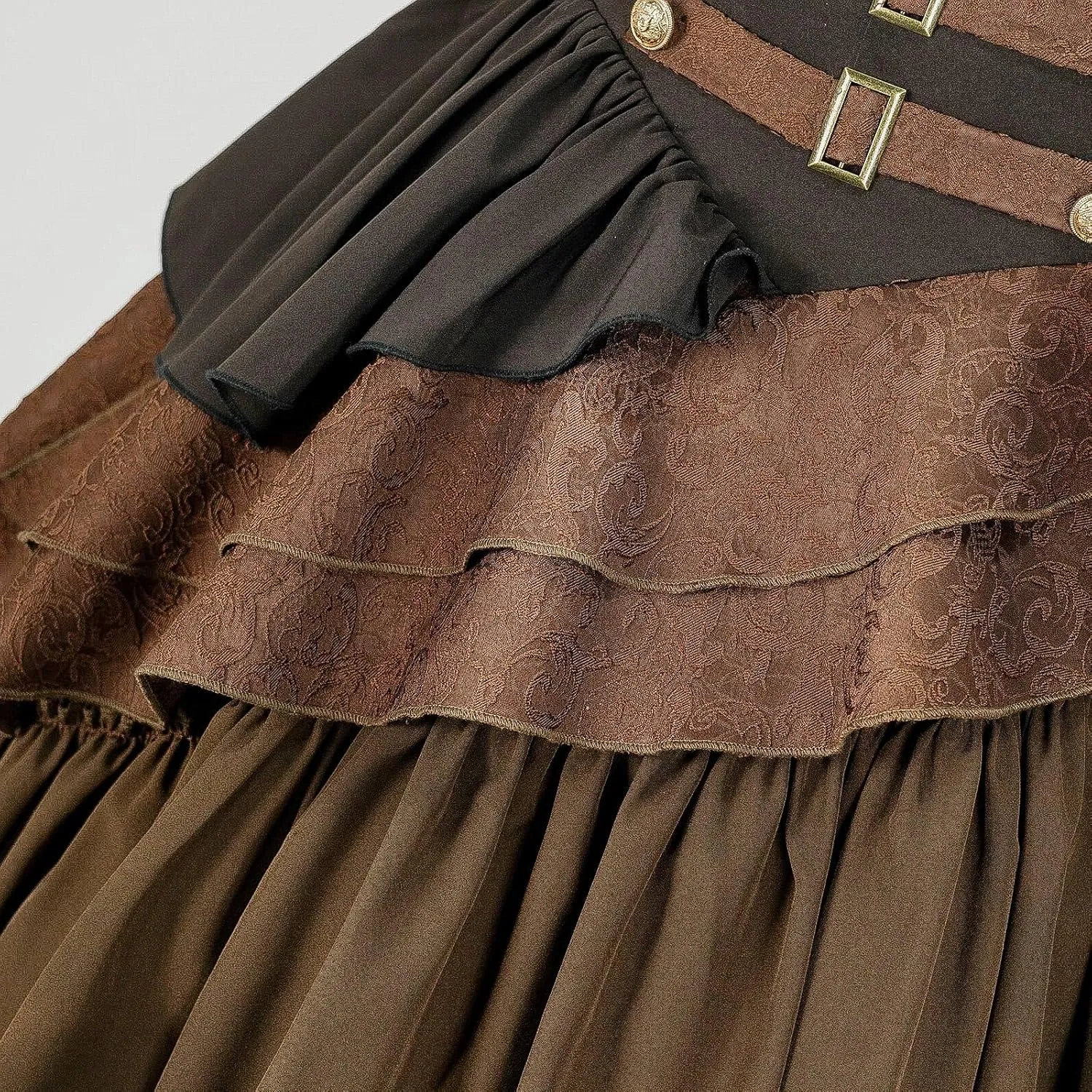 Women's Pirate Costume Retro Renaissance Cosutmes Women Layered Ruffle Viking Outfit Set