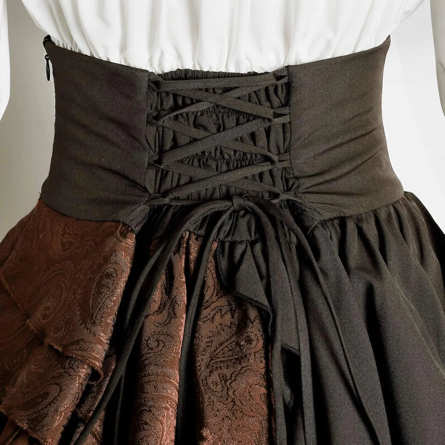 Women's Pirate Costume Retro Renaissance Cosutmes Women Layered Ruffle Viking Outfit Set