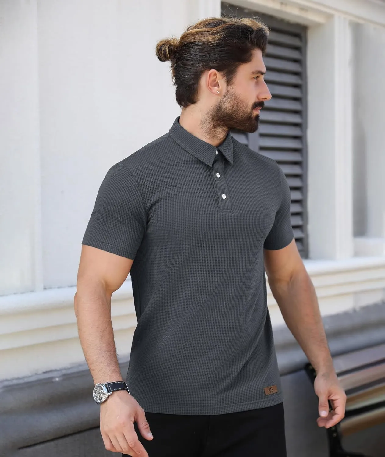 ZITY Mens Polo Shirts Short Sleeve Athletic Golf Polos Moisture Wicking Casual Polo Shirts for Men Jacquard Collared T Shirts