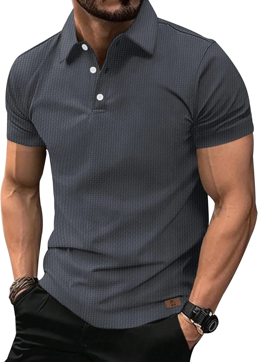 ZITY Mens Polo Shirts Short Sleeve Athletic Golf Polos Moisture Wicking Casual Polo Shirts for Men Jacquard Collared T Shirts